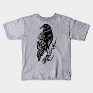 Raven illustration Kids T-Shirt